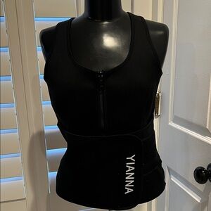 Yianna Black Zip Front Waist Trainer Tank